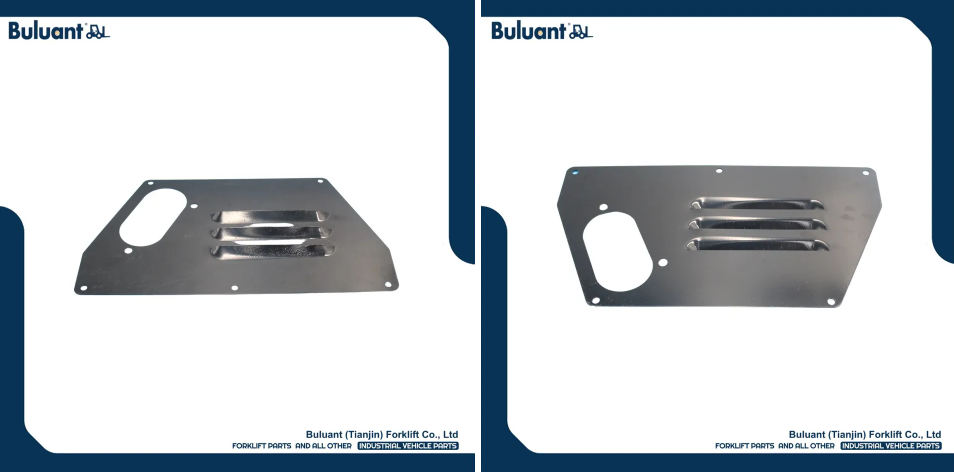 Buluant (Tianjin) Forklift Co., Ltd product display featuring multiple types of forklift engine mounts. The image shows a variety of engine mount models with thickened anti-vibration rubber cores, galvanized metal mounting brackets, and precision-machined fixing holes. Key advantages: strong load-bearing capacity, low noise operation, and compatibility with mainstream forklift brands (KION, HYSTER-YALE, TOYOTA, HELI). Bottom section displays Buluant logo, company name Buluant (Tianjin) Forklift Co., Ltd, and slogan 'FORKLIFT PARTS AND ALL OTHER INDUSTRIAL VEHICLE PARTS'.