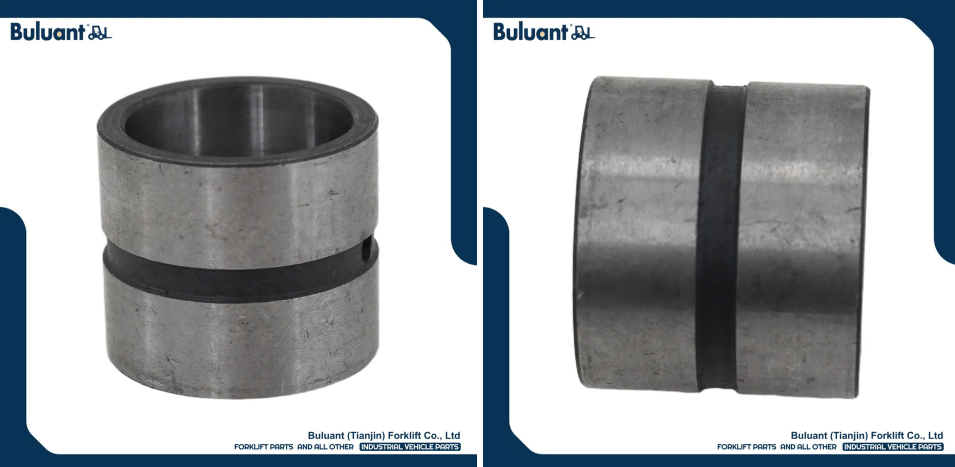 Buluant (Tianjin) Forklift Co., Ltd product display featuring multiple types of forklift engine mounts. The image shows a variety of engine mount models with thickened anti-vibration rubber cores, galvanized metal mounting brackets, and precision-machined fixing holes. Key advantages: strong load-bearing capacity, low noise operation, and compatibility with mainstream forklift brands (KION, HYSTER-YALE, TOYOTA, HELI). Bottom section displays Buluant logo, company name Buluant (Tianjin) Forklift Co., Ltd, and slogan 'FORKLIFT PARTS AND ALL OTHER INDUSTRIAL VEHICLE PARTS'.