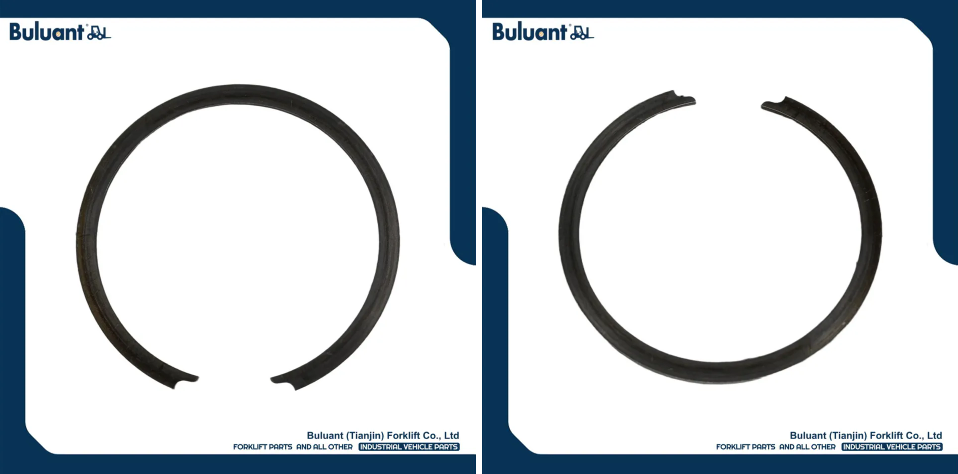 Buluant (Tianjin) Forklift Co., Ltd product display featuring multiple types of forklift engine mounts. The image shows a variety of engine mount models with thickened anti-vibration rubber cores, galvanized metal mounting brackets, and precision-machined fixing holes. Key advantages: strong load-bearing capacity, low noise operation, and compatibility with mainstream forklift brands (KION, HYSTER-YALE, TOYOTA, HELI). Bottom section displays Buluant logo, company name Buluant (Tianjin) Forklift Co., Ltd, and slogan 'FORKLIFT PARTS AND ALL OTHER INDUSTRIAL VEHICLE PARTS'.