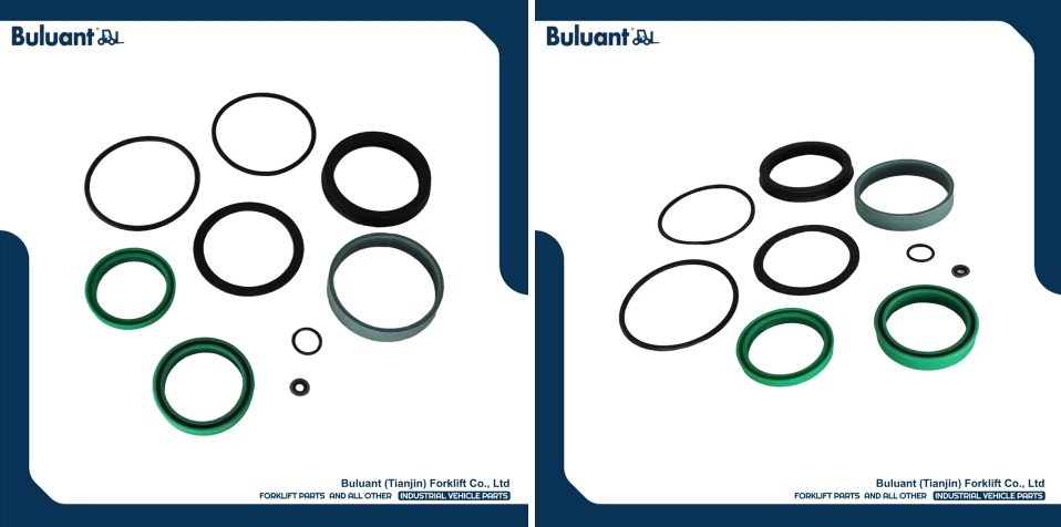 Buluant (Tianjin) Forklift Co., Ltd product display featuring multiple types of forklift engine mounts. The image shows a variety of engine mount models with thickened anti-vibration rubber cores, galvanized metal mounting brackets, and precision-machined fixing holes. Key advantages: strong load-bearing capacity, low noise operation, and compatibility with mainstream forklift brands (KION, HYSTER-YALE, TOYOTA, HELI). Bottom section displays Buluant logo, company name Buluant (Tianjin) Forklift Co., Ltd, and slogan 'FORKLIFT PARTS AND ALL OTHER INDUSTRIAL VEHICLE PARTS'.