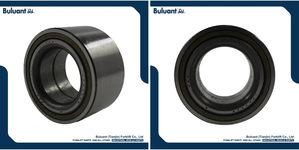 Buluant (Tianjin) Forklift Co., Ltd product display featuring multiple types of forklift engine mounts. The image shows a variety of engine mount models with thickened anti-vibration rubber cores, galvanized metal mounting brackets, and precision-machined fixing holes. Key advantages: strong load-bearing capacity, low noise operation, and compatibility with mainstream forklift brands (KION, HYSTER-YALE, TOYOTA, HELI). Bottom section displays Buluant logo, company name Buluant (Tianjin) Forklift Co., Ltd, and slogan 'FORKLIFT PARTS AND ALL OTHER INDUSTRIAL VEHICLE PARTS'.