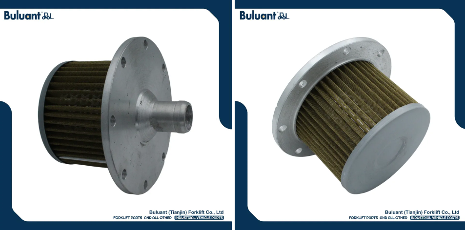 Buluant (Tianjin) Forklift Co., Ltd product display featuring multiple types of forklift engine mounts. The image shows a variety of engine mount models with thickened anti-vibration rubber cores, galvanized metal mounting brackets, and precision-machined fixing holes. Key advantages: strong load-bearing capacity, low noise operation, and compatibility with mainstream forklift brands (KION, HYSTER-YALE, TOYOTA, HELI). Bottom section displays Buluant logo, company name Buluant (Tianjin) Forklift Co., Ltd, and slogan 'FORKLIFT PARTS AND ALL OTHER INDUSTRIAL VEHICLE PARTS'.