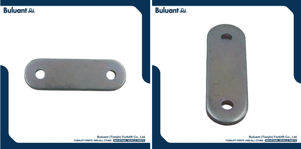 Buluant (Tianjin) Forklift Co., Ltd product display featuring multiple types of forklift engine mounts. The image shows a variety of engine mount models with thickened anti-vibration rubber cores, galvanized metal mounting brackets, and precision-machined fixing holes. Key advantages: strong load-bearing capacity, low noise operation, and compatibility with mainstream forklift brands (KION, HYSTER-YALE, TOYOTA, HELI). Bottom section displays Buluant logo, company name Buluant (Tianjin) Forklift Co., Ltd, and slogan 'FORKLIFT PARTS AND ALL OTHER INDUSTRIAL VEHICLE PARTS'.